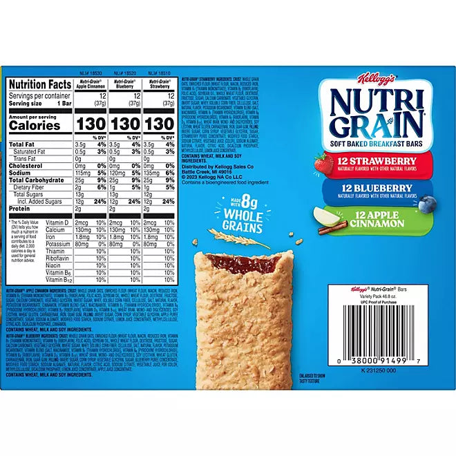 Nutri-Grain Bars Variety Pack, 1.3 oz., 36 pk.