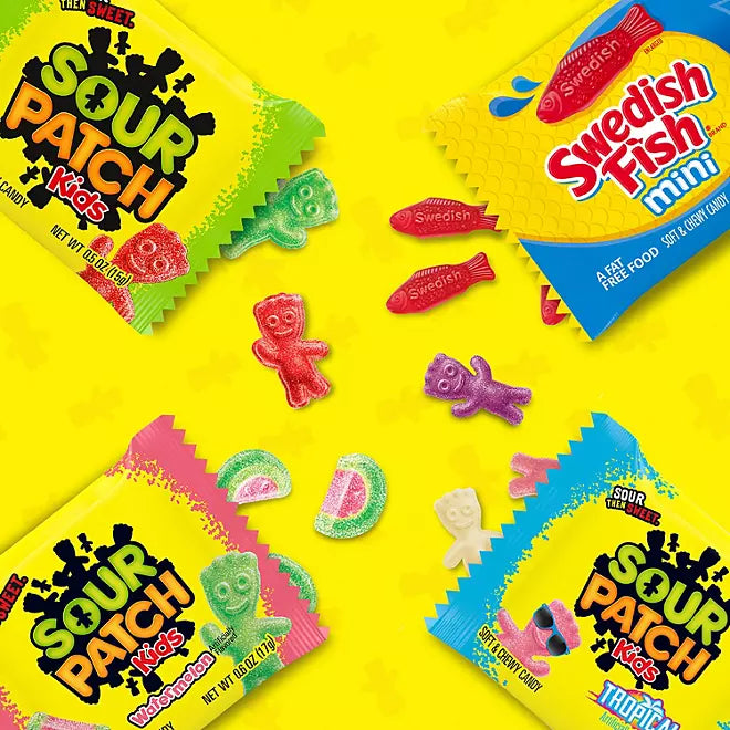 SOUR PATCH KIDS and SWEDISH FISH Candy, Fun Size, 200 pk.