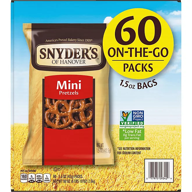 Snyder's Mini Pretzels, 1.5 oz., 60 pk.