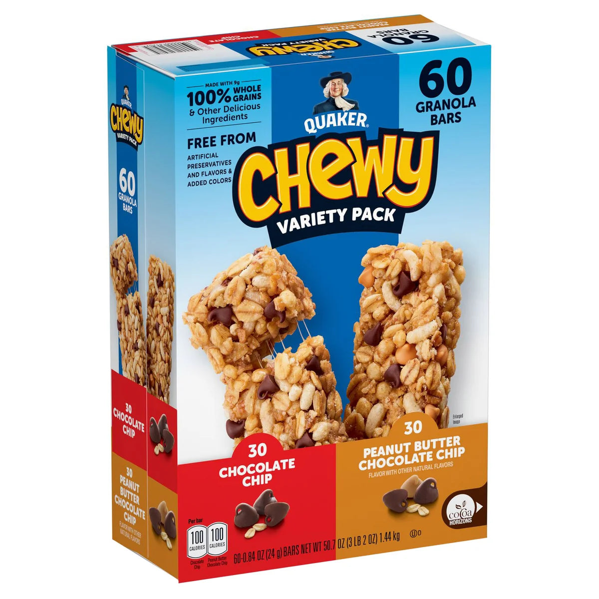 Quaker Chewy Granola Bars, Variety Pack, 0.84 oz, 60-count