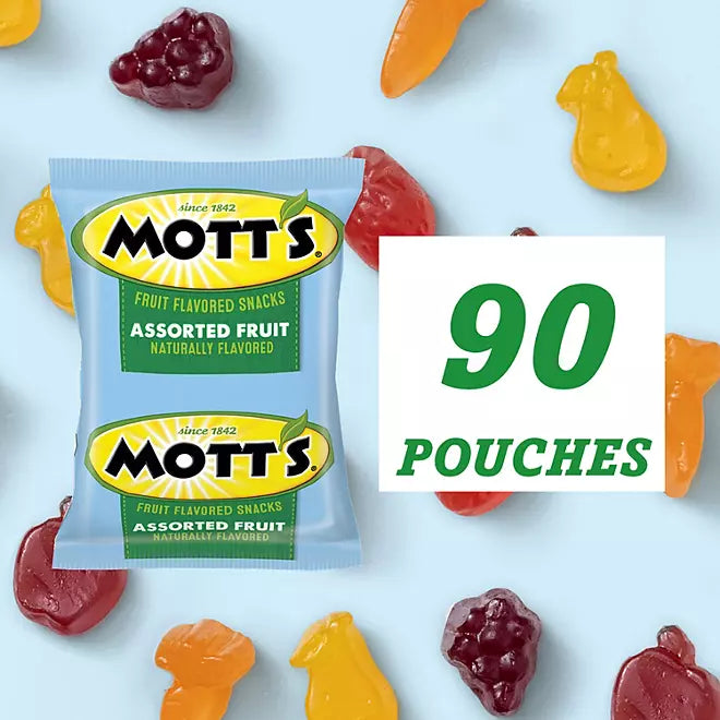 Mott's Fruit Snacks, Assorted Fruit, 0.8 oz, 90-count